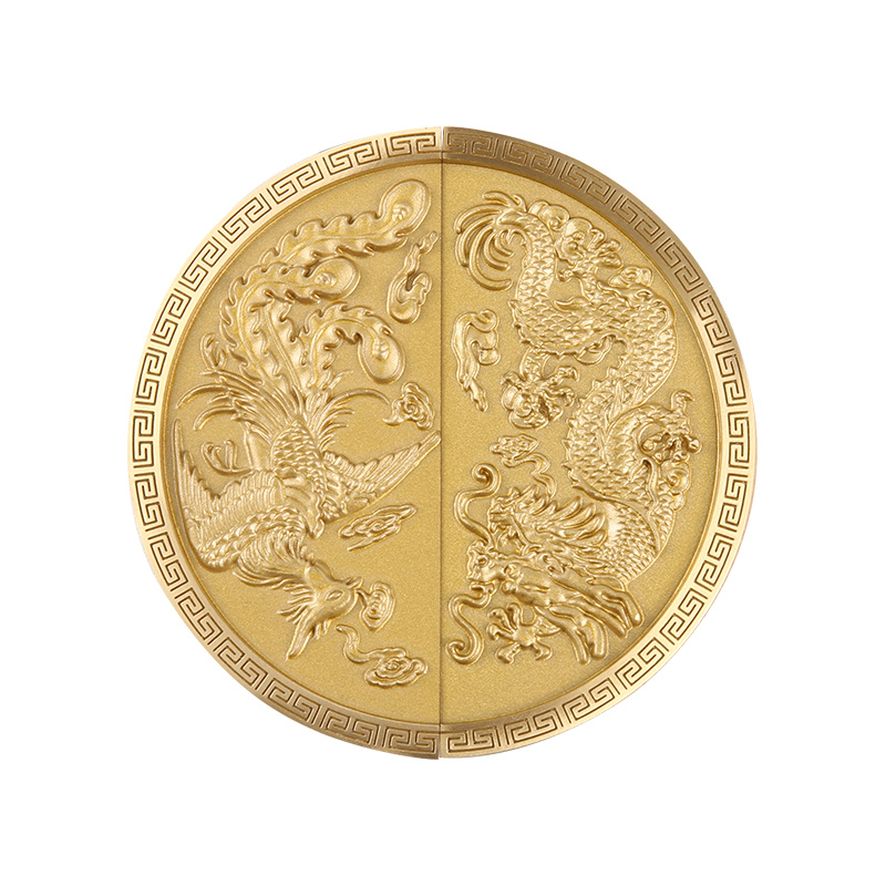 Dragon a Phoenix-2 Brass Chinese Dragon a Phoenix Cabinet Ruck